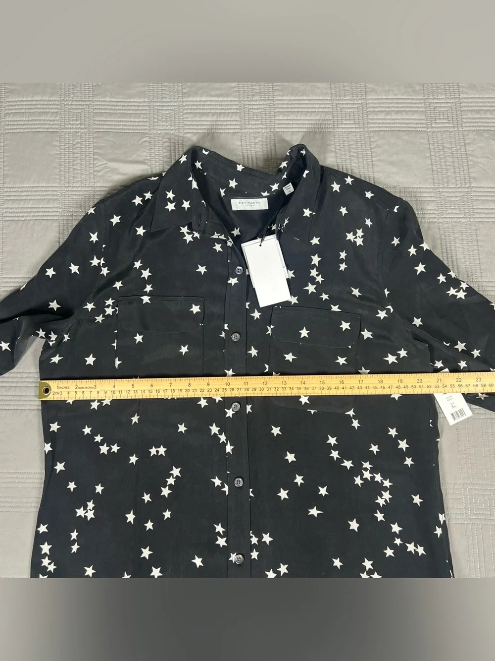 NWT Equipment Slim Signature Silk Shirt Bl White Star Print Size XL